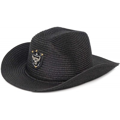 Sun Hats Summer Fedora Straw Panama Hat Roll up Straw Beach Sun Hat Sun Protection UPF50+ - C-black - C618O6HR320 $12.34