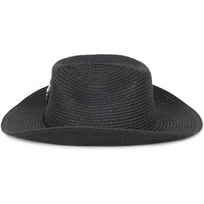 Sun Hats Summer Fedora Straw Panama Hat Roll up Straw Beach Sun Hat Sun Protection UPF50+ - C-black - C618O6HR320 $12.34