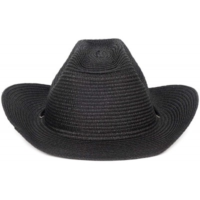 Sun Hats Summer Fedora Straw Panama Hat Roll up Straw Beach Sun Hat Sun Protection UPF50+ - C-black - C618O6HR320 $12.34