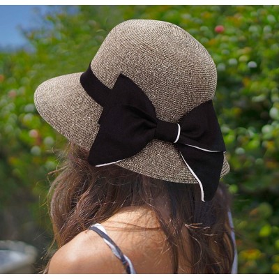 Sun Hats Women's Classic Summer Beach Sun Straw Bucket Hat with Bow - Mix Beige Coffee - CG18EMTOA60 $14.65