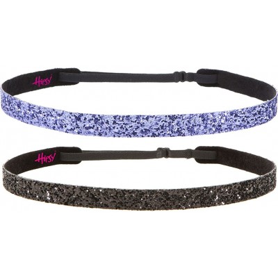 Headbands Girl's Adjustable Non Slip Skinny Bling Glitter Headband Multi Pack - Black & Purple - CE11OI8U5PR $15.14