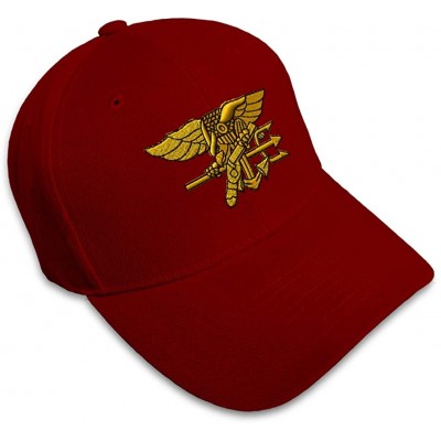 Baseball Caps Custom Baseball Cap U.S. Navy Seal Embroidery Acrylic Dad Hats for Men & Women - Burgundy - CM18SEAHH4I $19.14