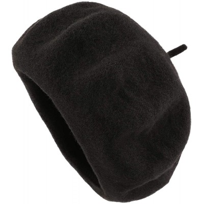 Berets Womens Classic Solid Color Knitted Wool French Beret - Black - CX187MAIIC2 $10.81