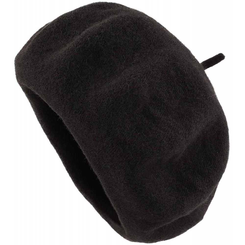 Berets Womens Classic Solid Color Knitted Wool French Beret - Black - CX187MAIIC2 $10.81