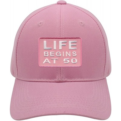Baseball Caps 50 Hat - Cap 50th Mom Dad Grandma Grandpa Gift - Pink - CV18DX948UC $25.29
