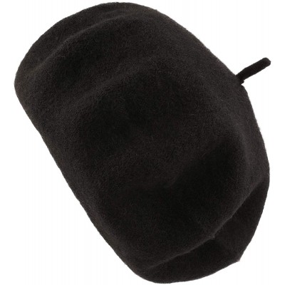 Berets Womens Classic Solid Color Knitted Wool French Beret - Black - CX187MAIIC2 $10.81