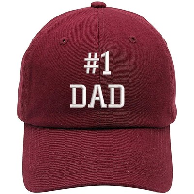 Baseball Caps Number 1 Dad Embroidered Brushed Cotton Dad Hat Cap - Vc300_maroon - CU18QQKXA99 $31.07