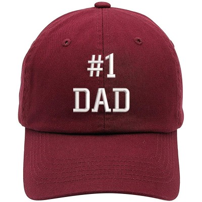 Baseball Caps Number 1 Dad Embroidered Brushed Cotton Dad Hat Cap - Vc300_maroon - CU18QQKXA99 $19.77