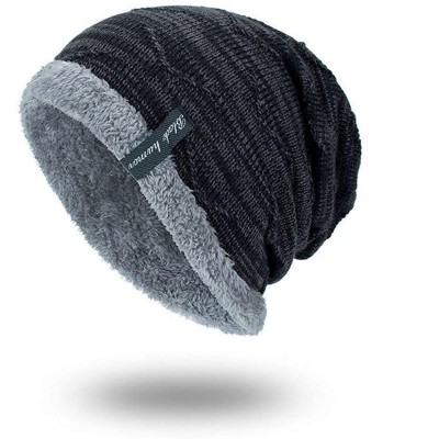 Skullies & Beanies Unisex Warm Knit Beanie Skull Cap Hedging Head Hat Slouchy Beanie Warm Outdoor Fashion Hat - Black - CW18A...