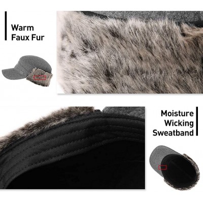 Newsboy Caps Mens Womens Winter Wool Baseball Cap with Ear Flaps Faux Fur Earflap Trapper Hunting Hat for Cold Weather - CI18...