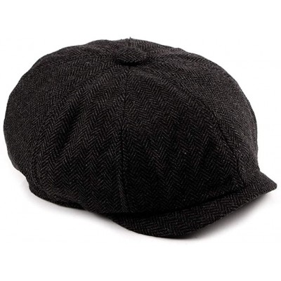 Newsboy Caps Men's Cotton-Newsboy Hats Striped Vintage-Gatsby Octagonal-Driving Hunting Beret - Black - CV18L2EYR0O $11.29