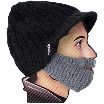 Skullies & Beanies Stubble Rider Beard Beanie - Funny Knit Hat and Fake Beard Facemask - Grey - CK11DF1EPK9 $14.55