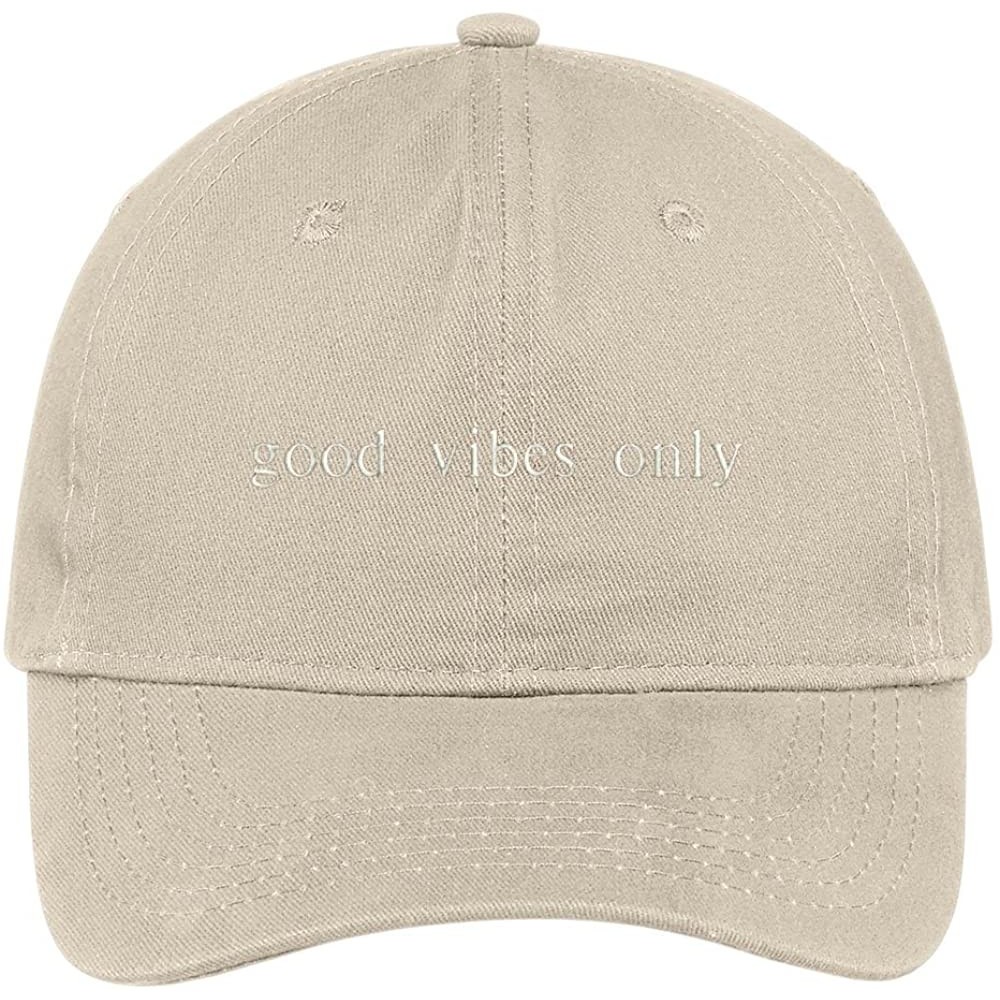 Baseball Caps Good Vibes Only Embroidered 100% Cotton Adjustable Cap - Stone - CA12IZKNM3P $19.73