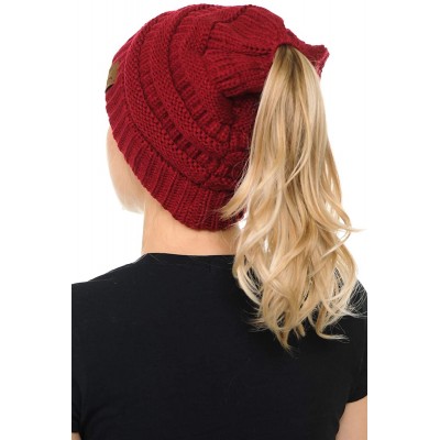 Skullies & Beanies Cable Knit Beanie Messy Bun Ponytail Warm Chunky Hat - Multi 32 - CO18Y7E80HY $12.26