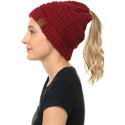 Skullies & Beanies Cable Knit Beanie Messy Bun Ponytail Warm Chunky Hat - Multi 32 - CO18Y7E80HY $12.26