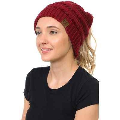 Skullies & Beanies Cable Knit Beanie Messy Bun Ponytail Warm Chunky Hat - Multi 32 - CO18Y7E80HY $12.26