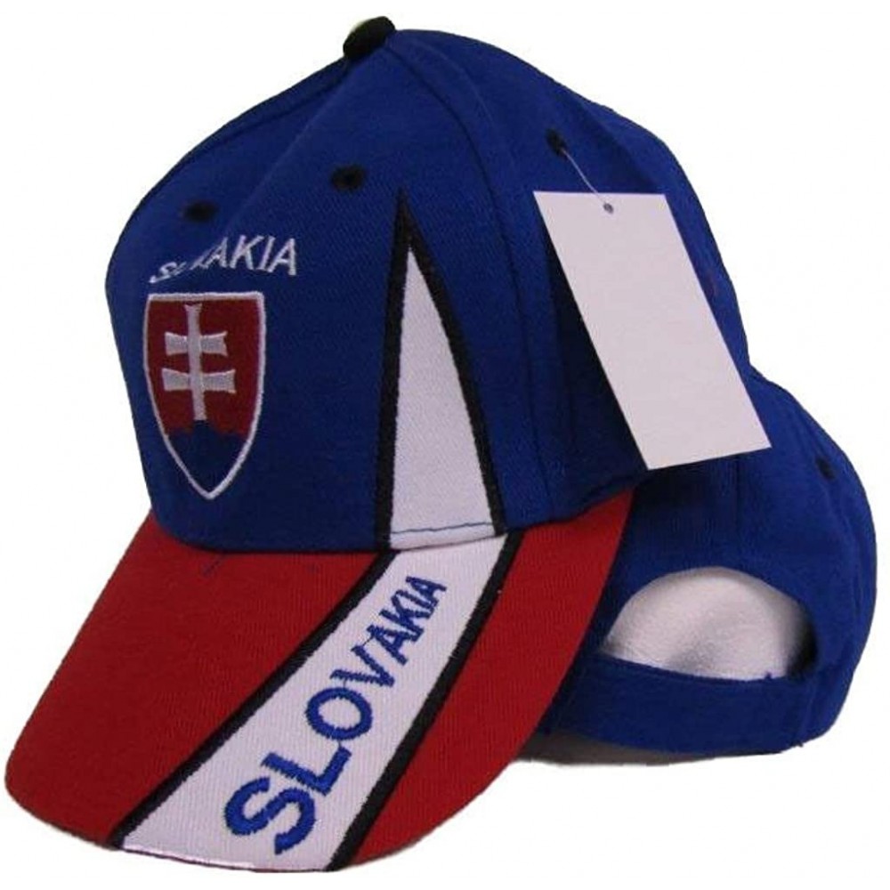 Skullies & Beanies Slovakia Blue and Red Baseball Hat Cap 3D Embroidered - CM185WI3I9A $8.39