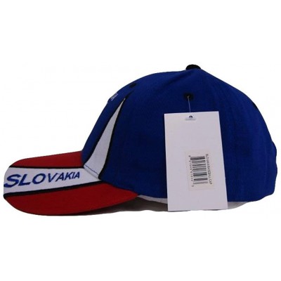 Skullies & Beanies Slovakia Blue and Red Baseball Hat Cap 3D Embroidered - CM185WI3I9A $8.39