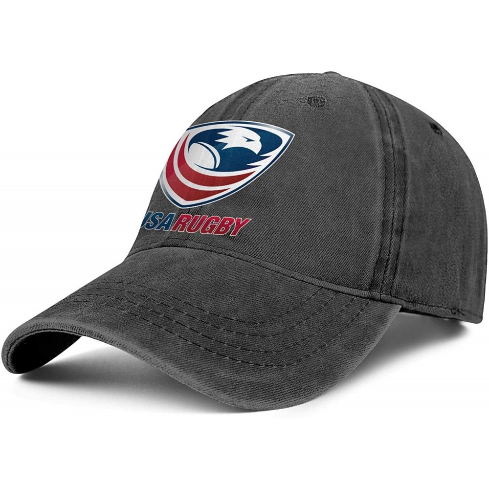 Baseball Caps Unisex Man's USA Rugby Denim Hats Baseball Hats Adjustable Driving Cap - Black-32 - CN18WG92NTU $15.11