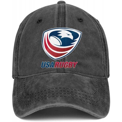 Baseball Caps Unisex Man's USA Rugby Denim Hats Baseball Hats Adjustable Driving Cap - Black-32 - CN18WG92NTU $15.11