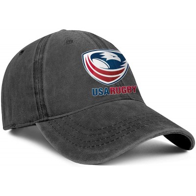 Baseball Caps Unisex Man's USA Rugby Denim Hats Baseball Hats Adjustable Driving Cap - Black-32 - CN18WG92NTU $15.11