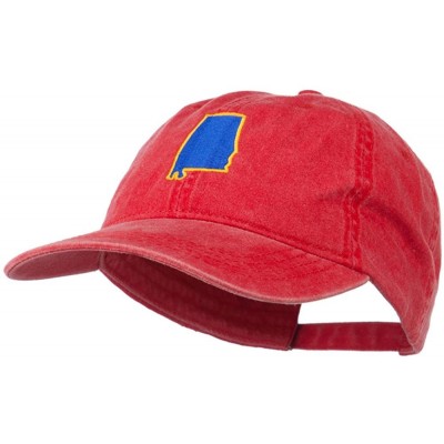 Baseball Caps Alabama State Map Embroidered Washed Cap - Red - C811NY2S84X $28.38