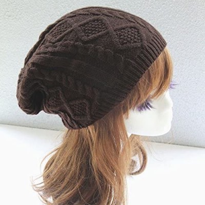 Skullies & Beanies Unisex Mens Womens Knitted Wool Winter Oversized Slouchy Warm Beanie Hat Cap - Coffee - CL12N174XVG $12.13