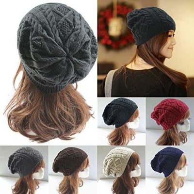 Skullies & Beanies Unisex Mens Womens Knitted Wool Winter Oversized Slouchy Warm Beanie Hat Cap - Coffee - CL12N174XVG $12.13