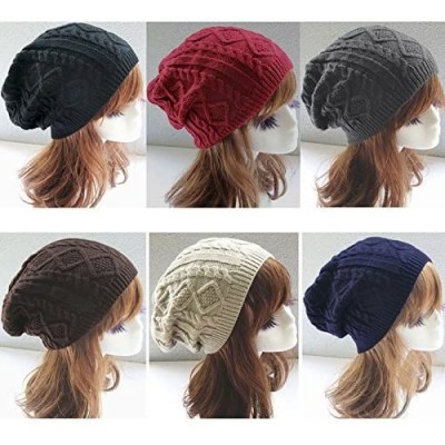 Skullies & Beanies Unisex Mens Womens Knitted Wool Winter Oversized Slouchy Warm Beanie Hat Cap - Coffee - CL12N174XVG $12.13