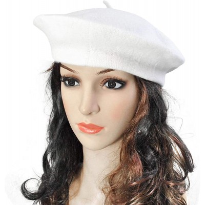 Berets Spring Beret Hat Flat Cap Women Wool Berets Hat Caps Casquette Female Warm Winter Cap - Navy - C418A2XHEC8 $35.85