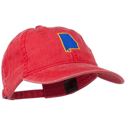 Baseball Caps Alabama State Map Embroidered Washed Cap - Red - C811NY2S84X $28.38