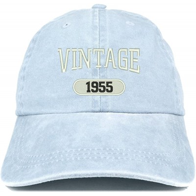 Baseball Caps Vintage 1955 Embroidered 65th Birthday Soft Crown Washed Cotton Cap - Light Blue - CB180WXX6XY $19.93