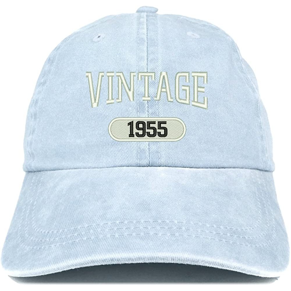 Baseball Caps Vintage 1955 Embroidered 65th Birthday Soft Crown Washed Cotton Cap - Light Blue - CB180WXX6XY $19.93