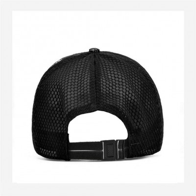 Baseball Caps Men's Outdoor Quick Dry Mesh Baseball Cap Adjustable Lightweight Sun Hat for Running Hiking - Black - C218QXAEC...