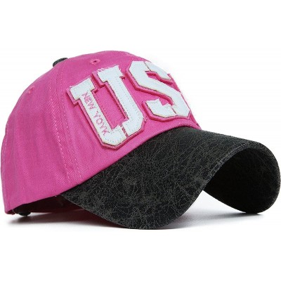 Baseball Caps Unisex Vintage Trendy Baseball Cap Trucker Hat Hip Hop American USA Star FLAG - Pink - C51227FYDGJ $27.94
