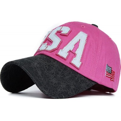 Baseball Caps Unisex Vintage Trendy Baseball Cap Trucker Hat Hip Hop American USA Star FLAG - Pink - C51227FYDGJ $14.16