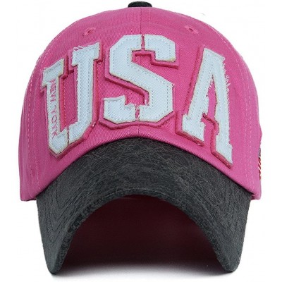 Baseball Caps Unisex Vintage Trendy Baseball Cap Trucker Hat Hip Hop American USA Star FLAG - Pink - C51227FYDGJ $14.16