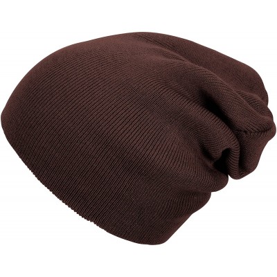 Skullies & Beanies Solid Color Long Beanie - Brown - CB112V07CPP $10.74