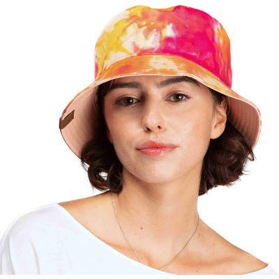 Bucket Hats Exclusives Galaxy Bucket Hat Cotton Reversible Tie Dyed Boonie Cap(ST-2176) - Orange - C218RE294LW $11.50