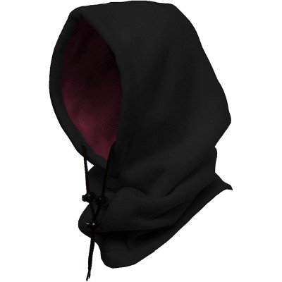 Balaclavas 4 in 1 Full Face Hood for Adults- Fleece Balaclava- Ski Mask Hoodie- Face Fleece Mask - Black/Burgundy Reversible ...