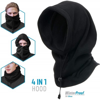 Balaclavas 4 in 1 Full Face Hood for Adults- Fleece Balaclava- Ski Mask Hoodie- Face Fleece Mask - Black/Burgundy Reversible ...