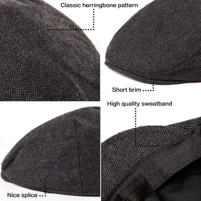 Newsboy Caps 2 Pack Newsboy Hats for Men Wool Scally Cap Mens Flat Cabbie Ivy Tweed S/M/L/XL - Thin Lining Black+brown 2pack ...