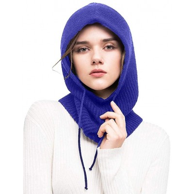 Balaclavas Balaclava Hood hat Windproof Soft Cashmere Fleece Knitted Ski Face Mask for Men Women Children - Sapphire - CO192O...