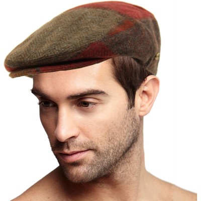 Newsboy Caps Men's Winter 100% Soft Wool Patch Flat Ivy Driver Golf Cabby Cap Hat - Burgundy - CZ188K53W0N $19.43