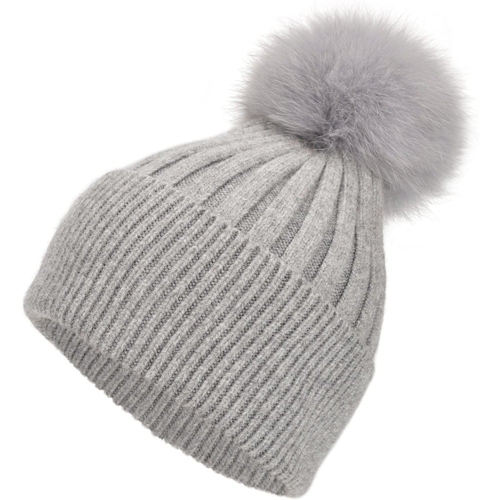 Skullies & Beanies Cashmere Beanie Winter Cuffed Stocking - Grey - CS18ZT876K9 $20.96