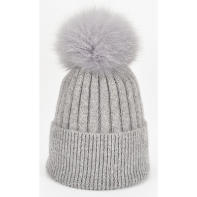 Skullies & Beanies Cashmere Beanie Winter Cuffed Stocking - Grey - CS18ZT876K9 $20.96