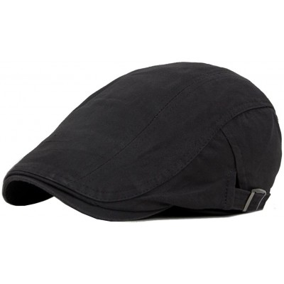 Newsboy Caps Cotton Adjustable-Gatsby-Newsboy Hat Men Forward Hat Driving - Black - CB18G24WAEK $9.59