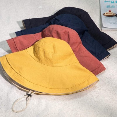 Sun Hats Women's Foldable Flap Cover UV Protective Wide Brim Bucket Cotton Beach Sun Hat Summer Hat - Pink - C618W5ITHHL $11.85