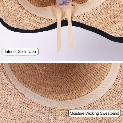 Sun Hats Womens UPF 50+ Wide Brim Panama Straw Hat Foldable Fedora Beach Sun Hat - Beige(0118) - CI18NDI3L7N $12.76