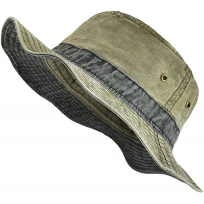 Newsboy Caps Men Washed Cotton Panama Bucket Hat Packable Summer Travel Fishing Boonie Cap - Army Green - C4186L9IZ5W $10.34